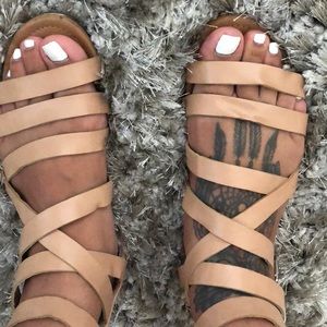 Brown strappy sandals
